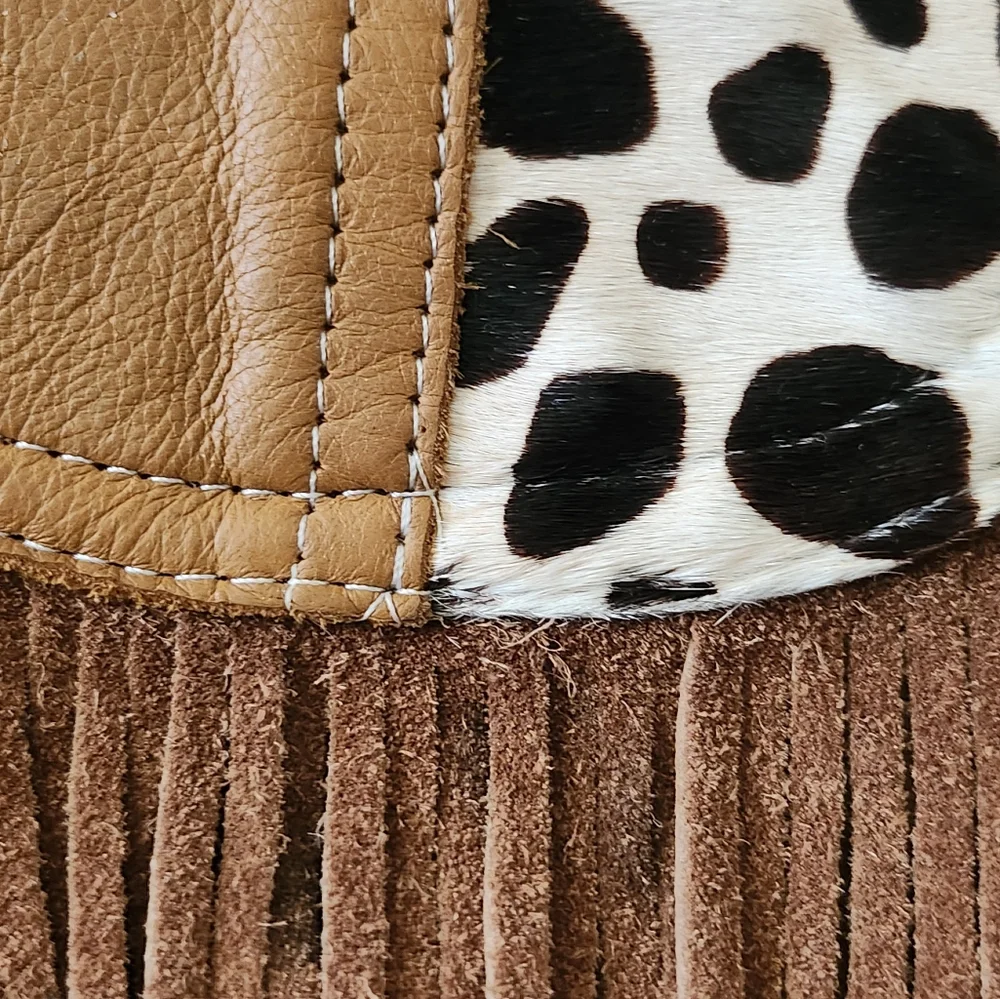 Suede/Leather Small Bag/Wallet with Hair on Cowhide